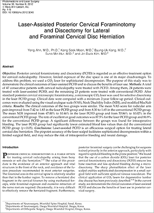Laser-Assisted Posterior Cervical Foraminotomy and Discectomy for Lateral and Foraminal Cervical Disc Herniation