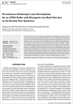 Percutaneous Endoscopic Laser Annuloplasty for an LPGA Golfer with Discogenic Low Back Pain due to the Annular Tear Syndrome