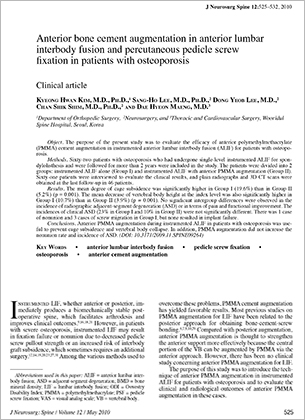 Anterior bone cement augmentation in anterior lumbar interbody fusion and percutaneous pedicle screw fixation in patients with osteoporosis