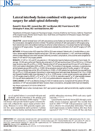 Lateral interbody fusion combined with open posterior surgery for adult spinal deformity